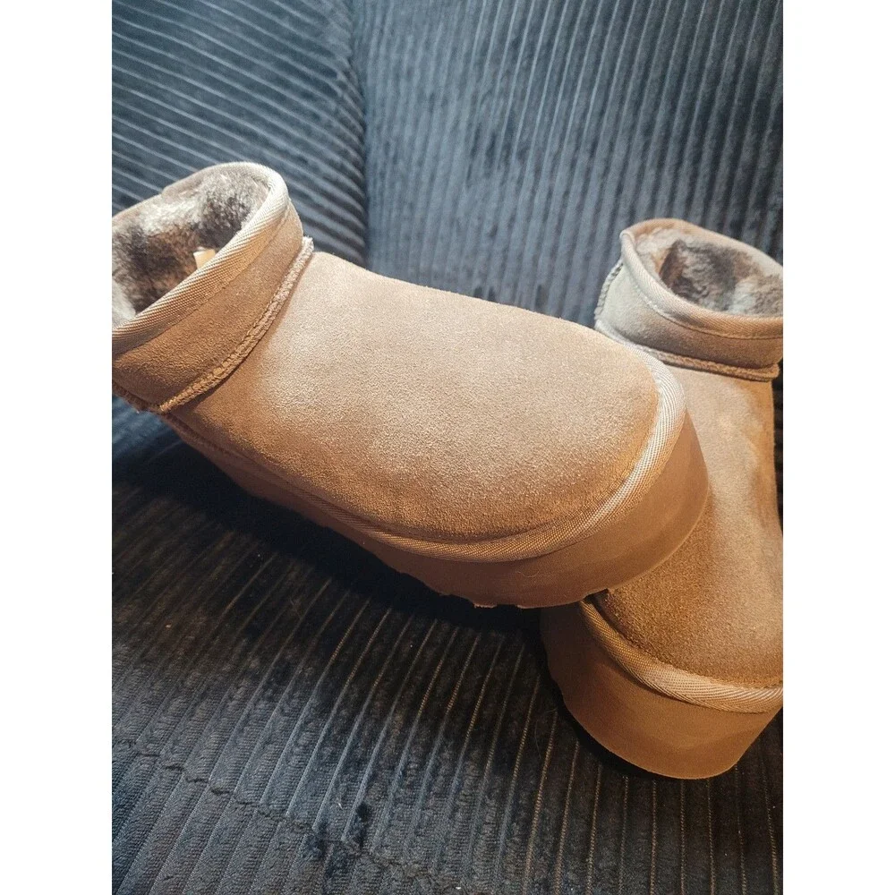 Cushionaire Women’s Suede Memory‑Foam Winter Boots – Tan size 8m